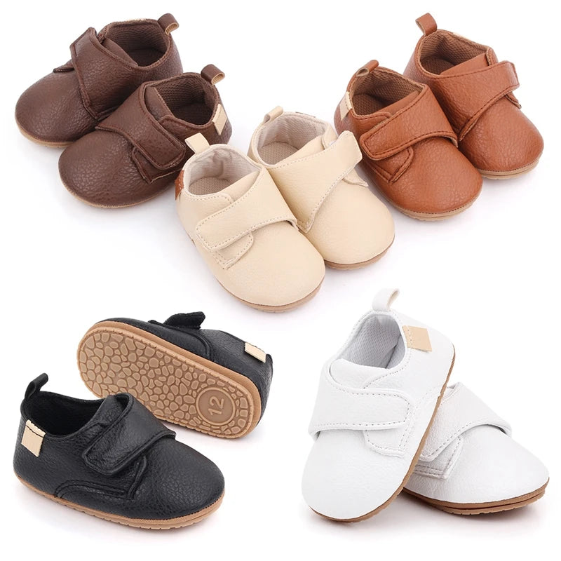 Toddler Baby Boys Girls Causal First Walker Shoes PU Leather Sneakers Soft Sole Cute Baby Flats Shoes