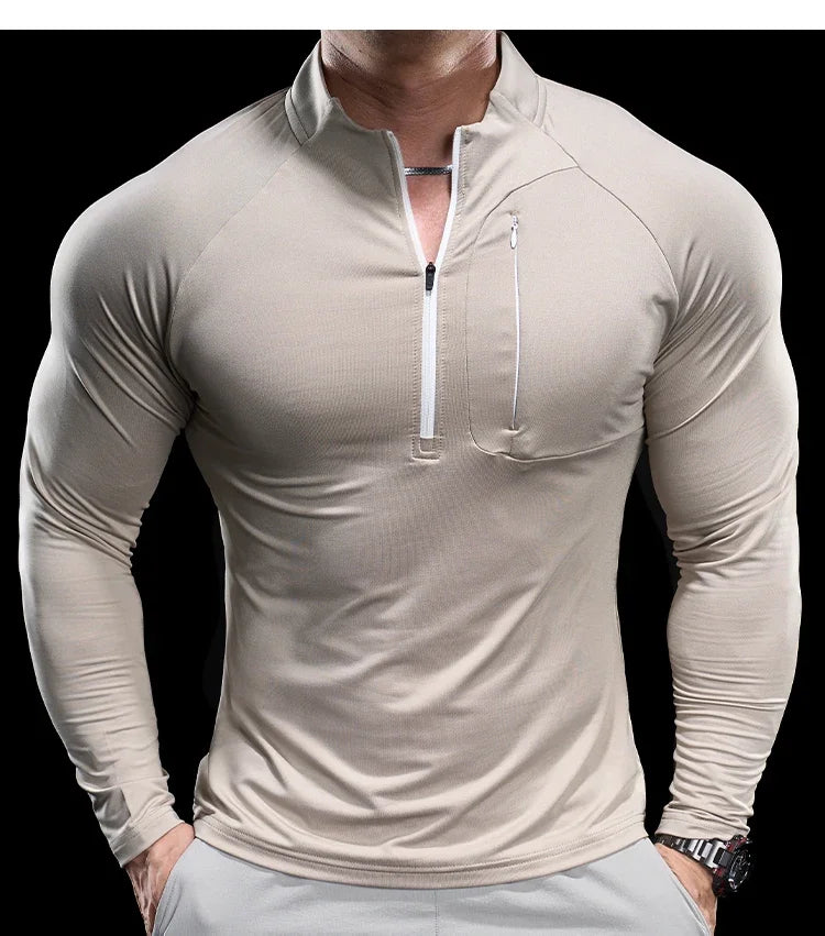 Men's Gym Fitness Quick Dry Running Sport Long Sleeves Trackwear Bodybuilding Training Top