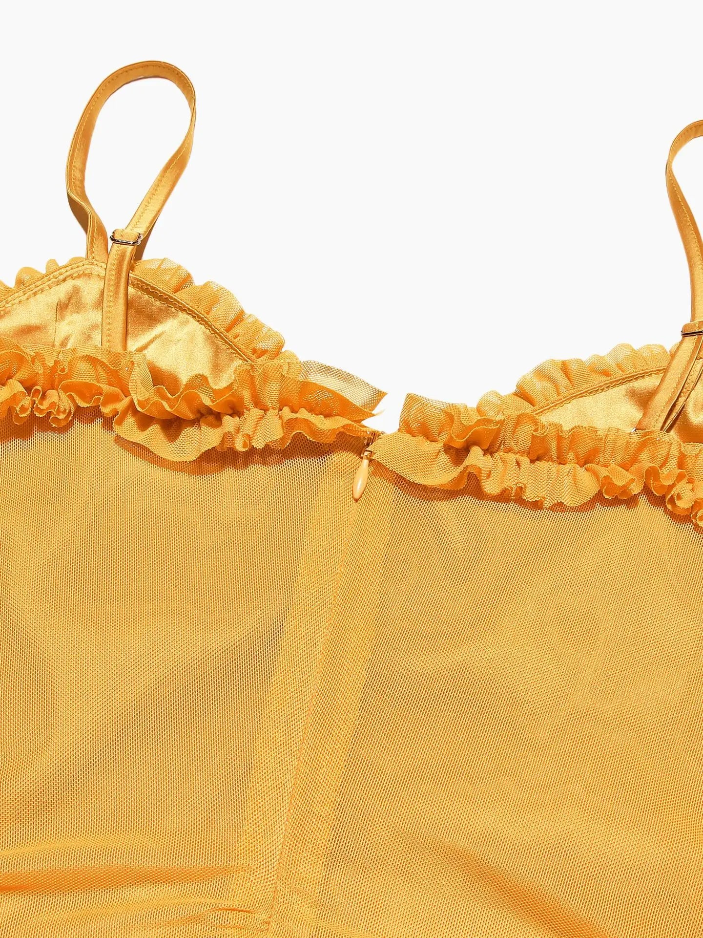 Women's Sheer Mesh Ruffled Front Gown Elegant Draped Prom Cocktail Maxi Dress Solid Fairy Ruched Slip Dress