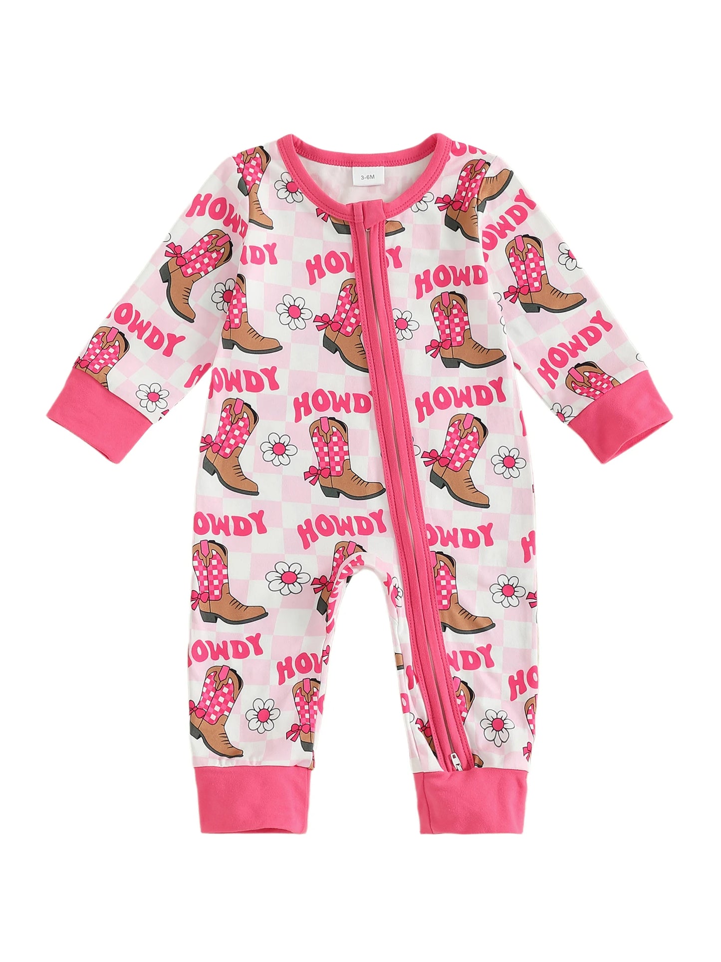 Western Baby Romper with Boot Print (0-18M)