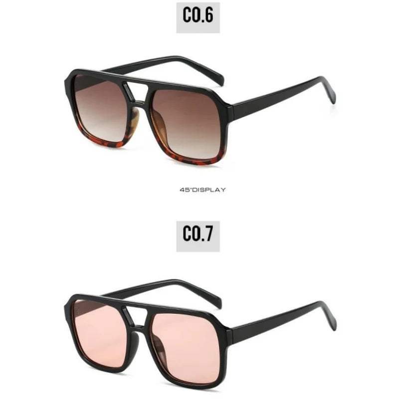 Women's Retro Square Sunglasses - Large Frame UV400 Protection Eyewear