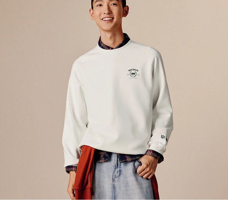 Heavyweight Round Neck Sweatshirt - Premium Solid Color Pullover for Daily Wear