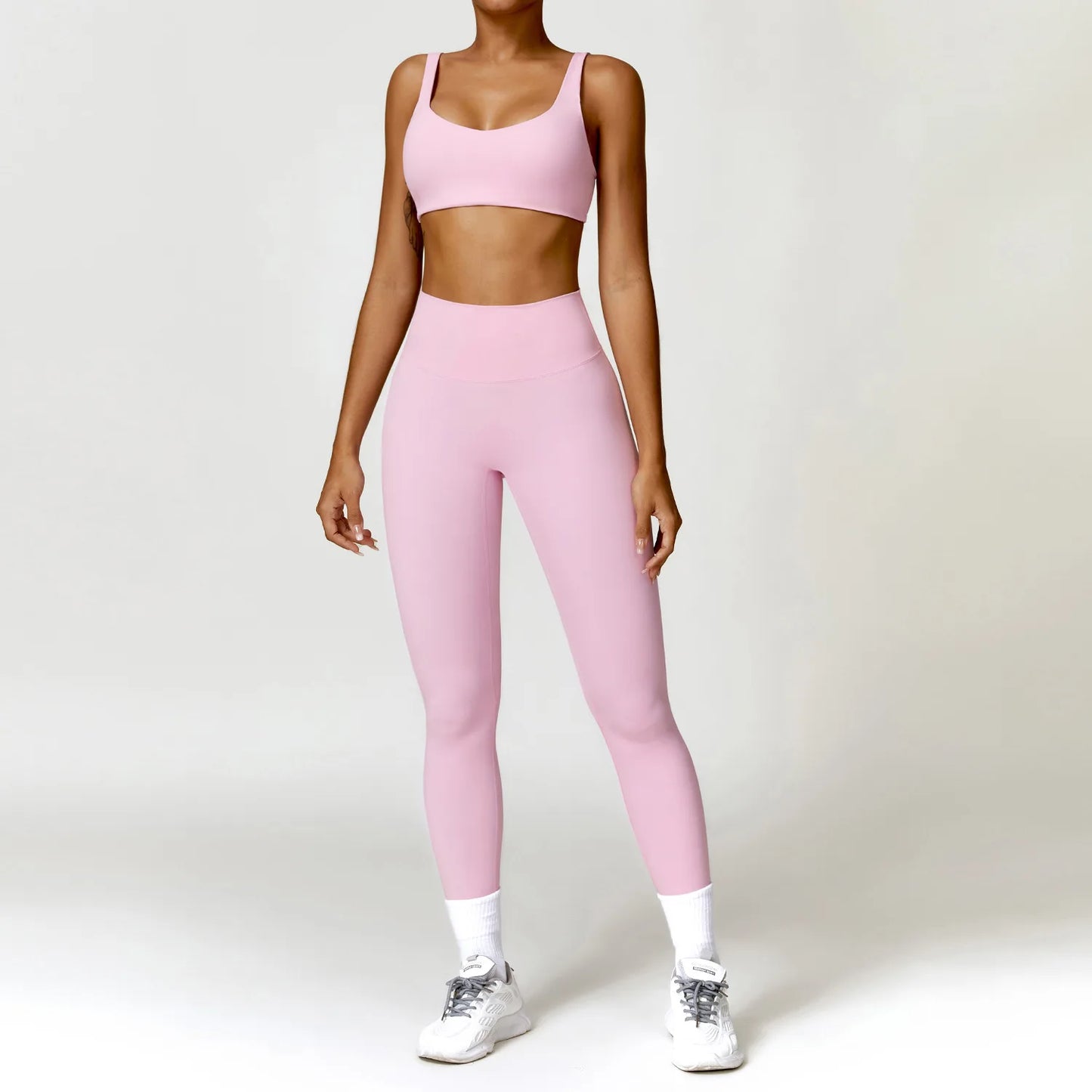 Women's 2 Pcs Yoga  Workout Sportswear Tracksuit Running Fitness Leggings Gym Set
