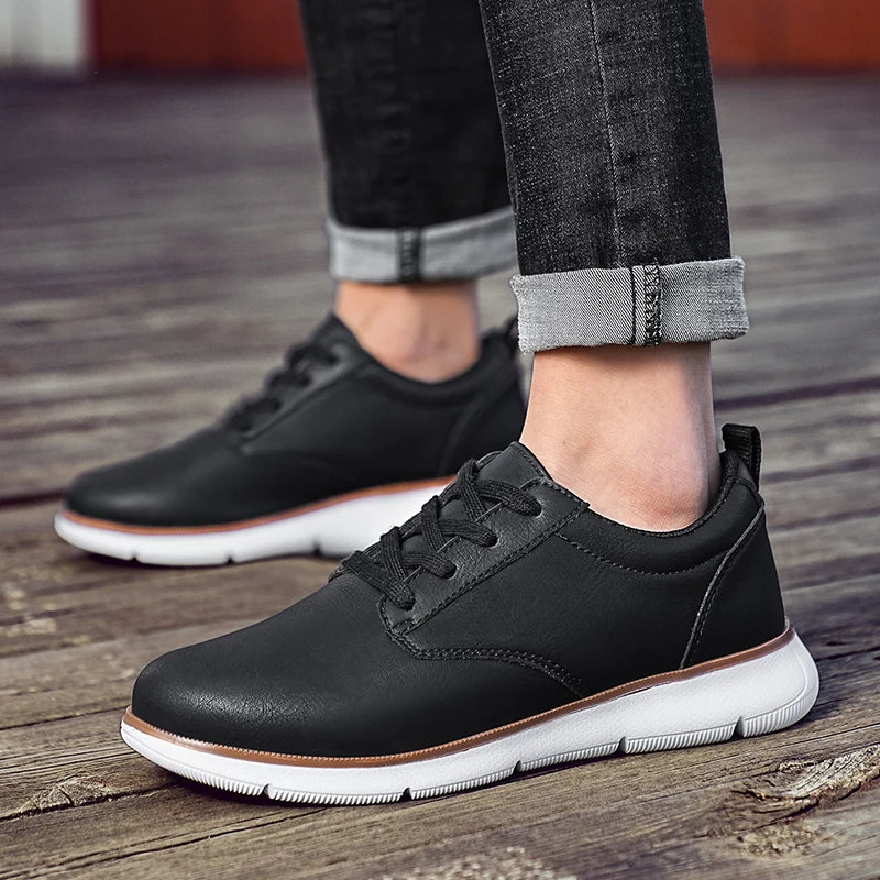 Men's Casual Leather Lace-up Flat British Comfortable Shoes