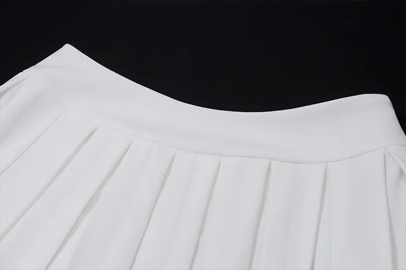 Women's Two Piece Set Outfit V Neck Top and Pleated Skirt Coquette Matching Set