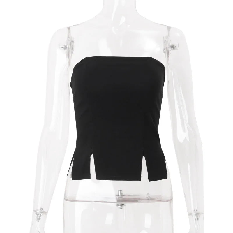 Women's Strapless 2 Piece Set - Crop Top Mini Skirt with Neck Scarf Co-ords