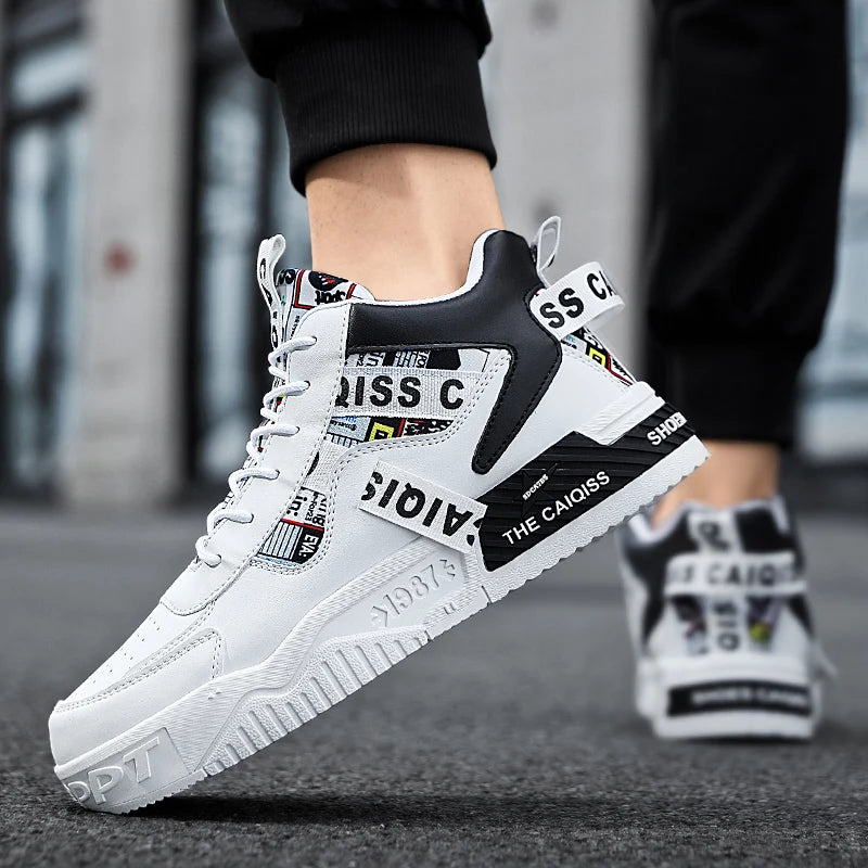 Platform Vulcanized High-Top Sneakers - Unisex Sports Shoes