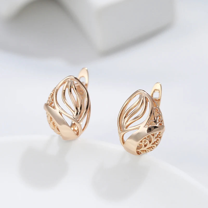 Glossy Dangle Earrings For Women 585 Rose Gold Colour