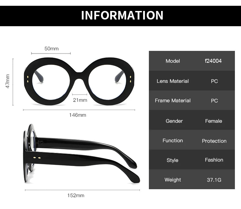 Vintage Oval Fashion Glasses Frame - Women's Retro Anti-Blue Light Eyewear Optical Frames