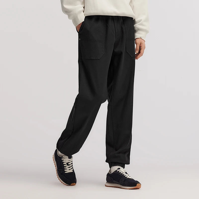 Men's Cargo Jogger Trousers - Drawstring Loose Fit Winter Streetwear Pants