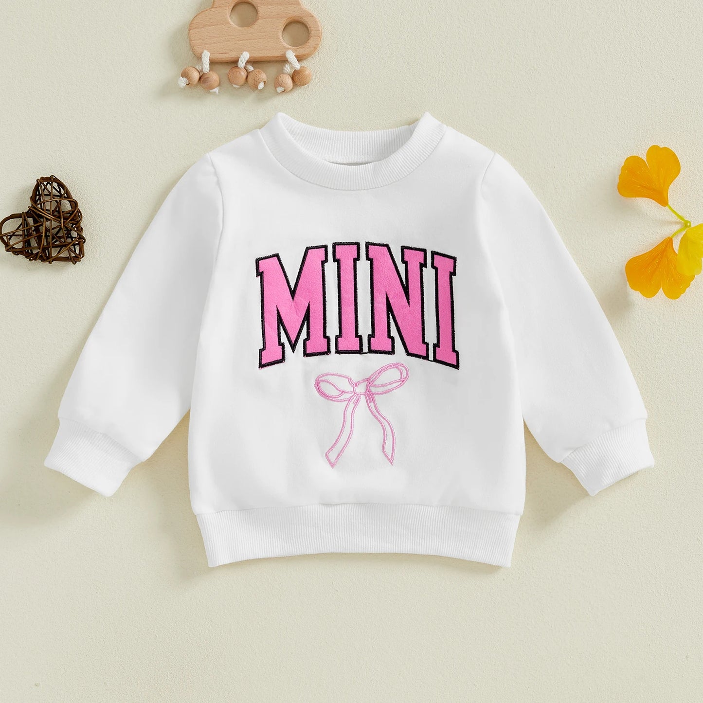 Family Matching Baby Sweatshirt - Long Sleeve Bow Embroidery Pullover