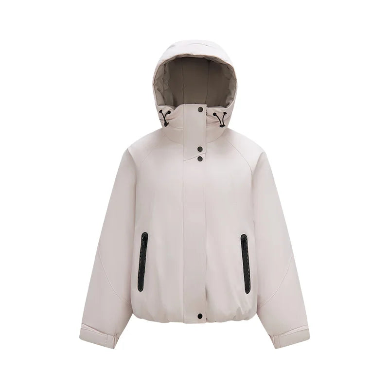 Lightweight Loose Fit Colorblock Hooded Down Jacket - Winter Casual Street Style