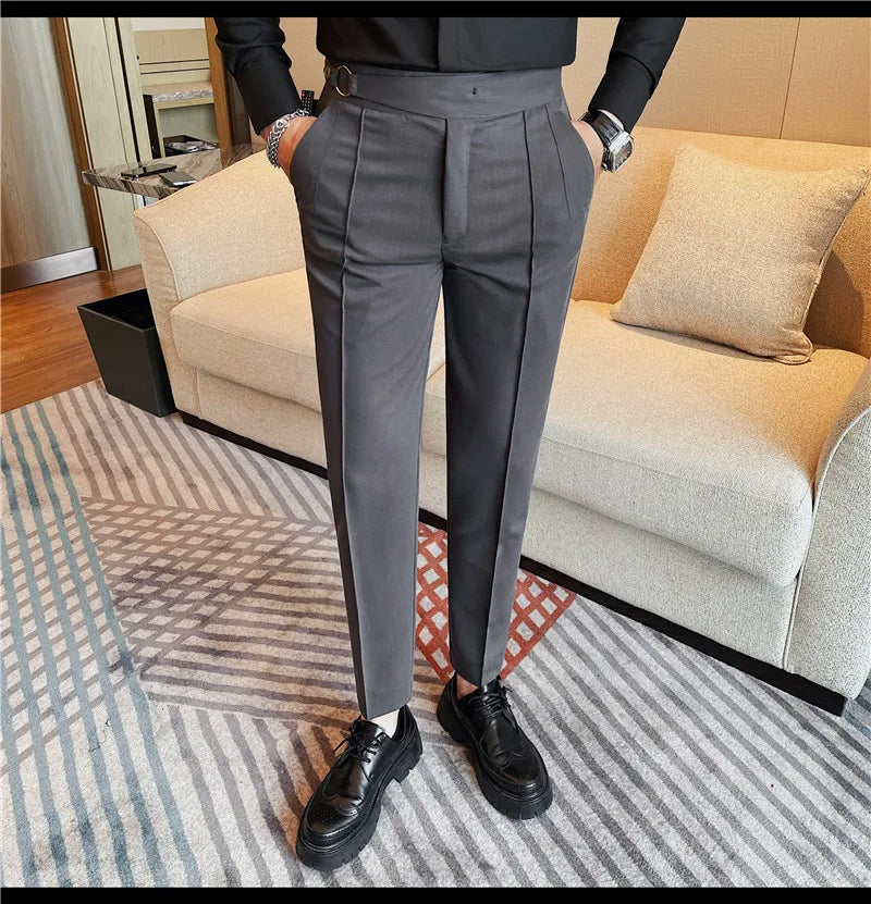 Men's British Style Slim Fit Smart Casual Trousers