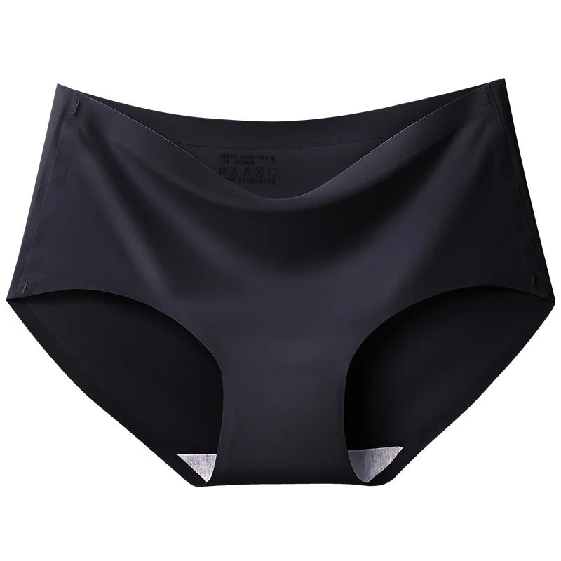 Women's 3Pcs Seamless Ice Silk Underwear Invisible Comfort Briefs Mid-waist Panties Breathable Lingerie