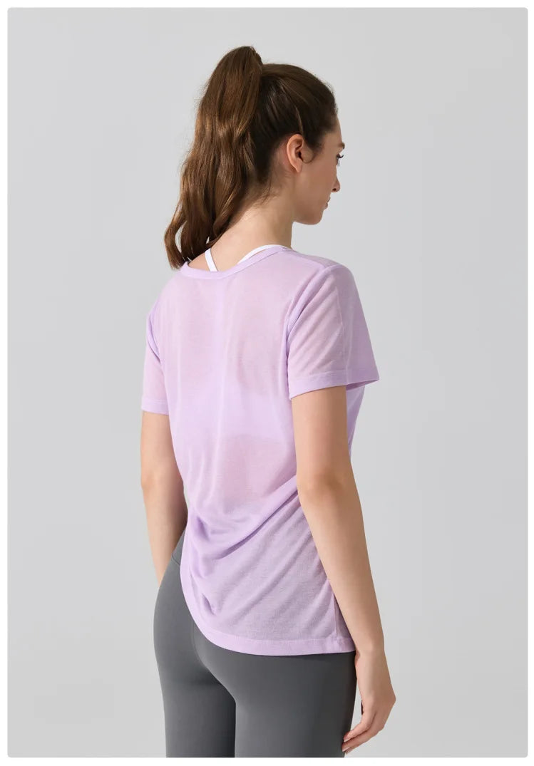 Women's Short Sleeve Yoga T-Shirt - Breathable Quick Dry Workout Top