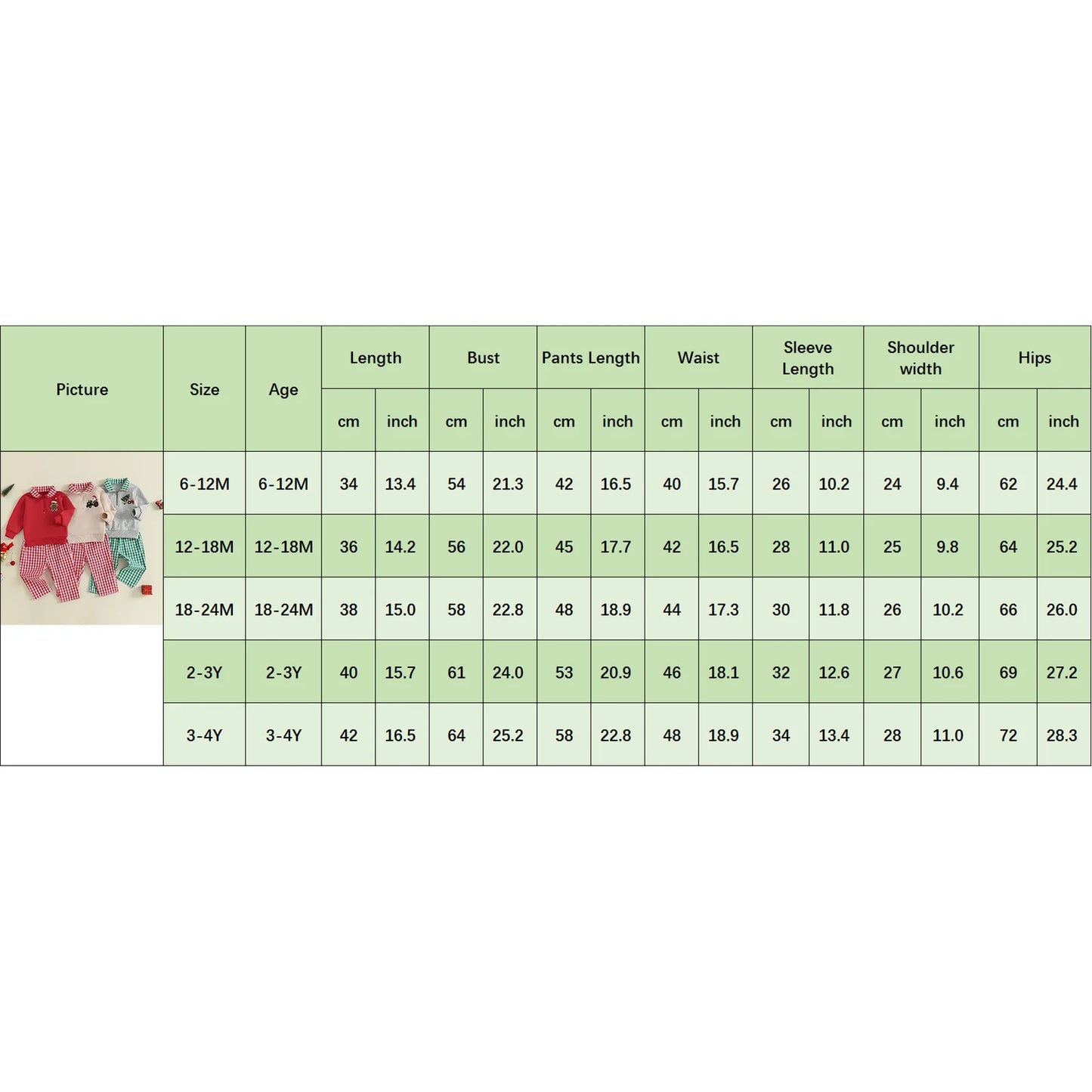 Baby Boys Christmas Clothes Set - Xmas Tree Embroidery Zip Pullover & Plaid Pants