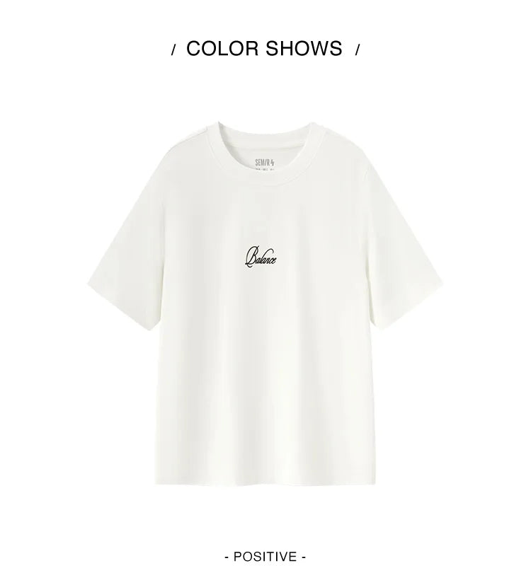 Women's Pure Cotton Short Sleeve T-Shirt - Simple Lettering Design