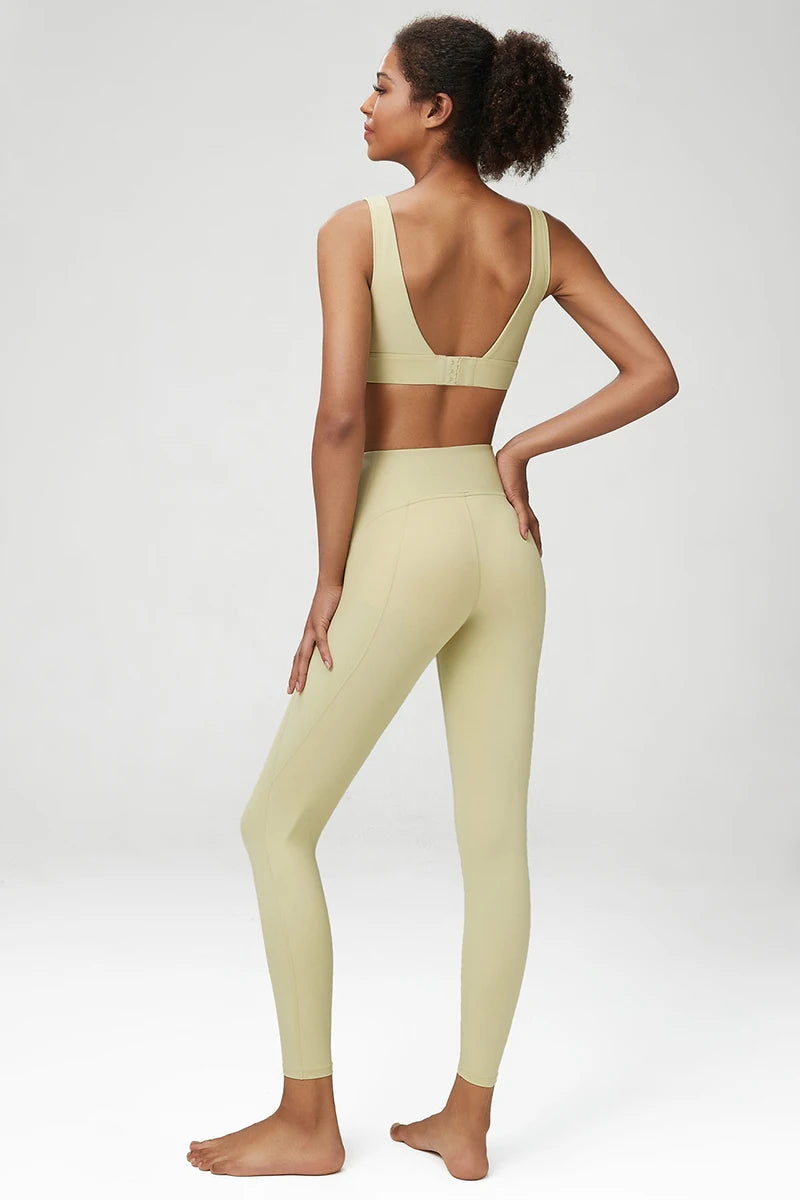 Women's 2 Pieces Fitness Yoga Set - Stretchy Sports Gym Sports Bra and High Waist Workout Leggings