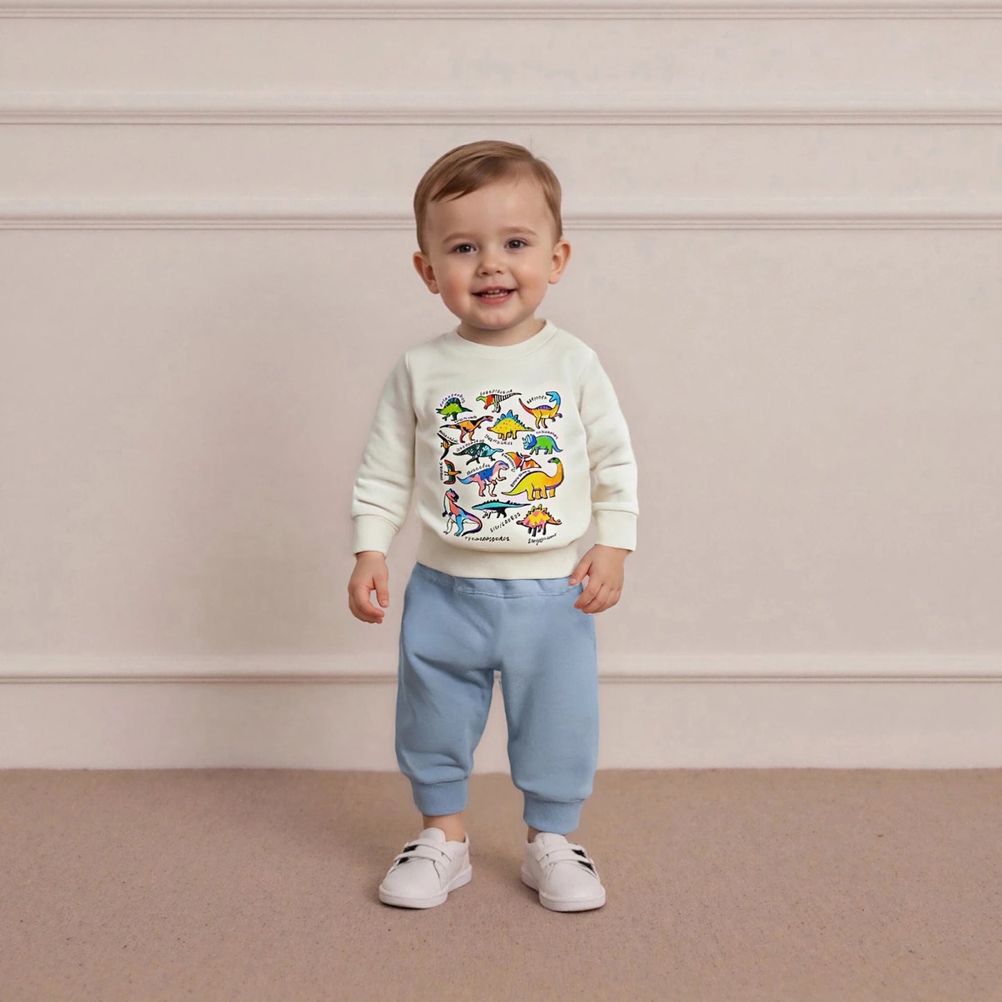 Baby Boy's Outfit Set - Dinosaur/Animal Print Sweatshirt & Elastic Pants