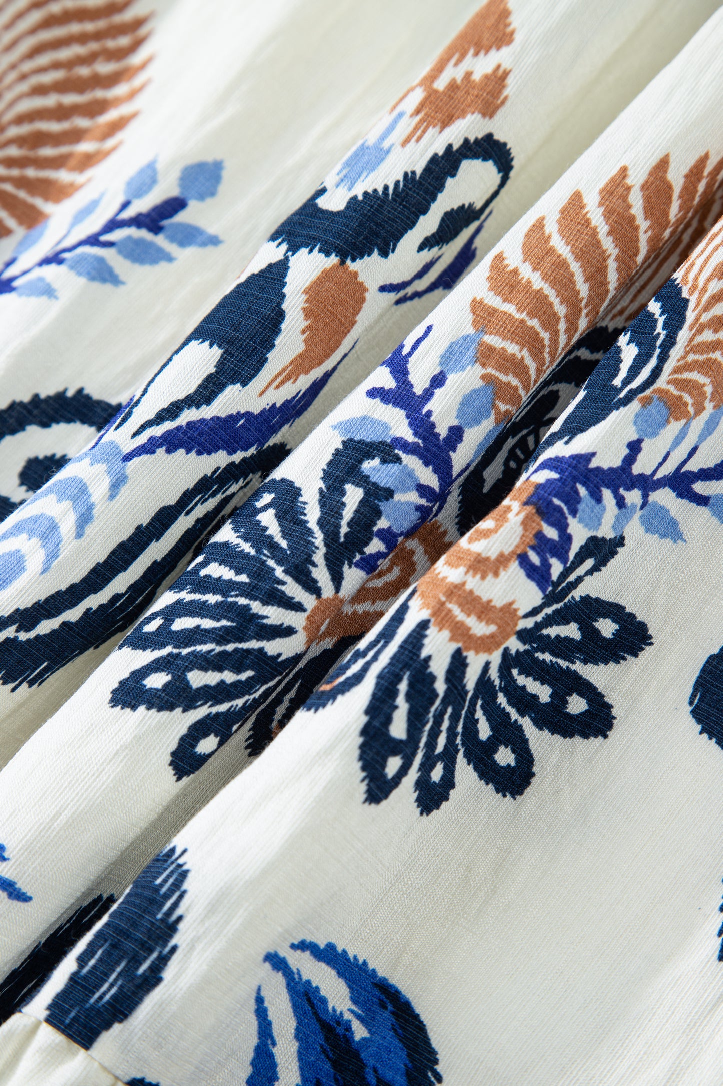 Sky Blue Boho Print Split Neck Long Sleeve Mini Dress