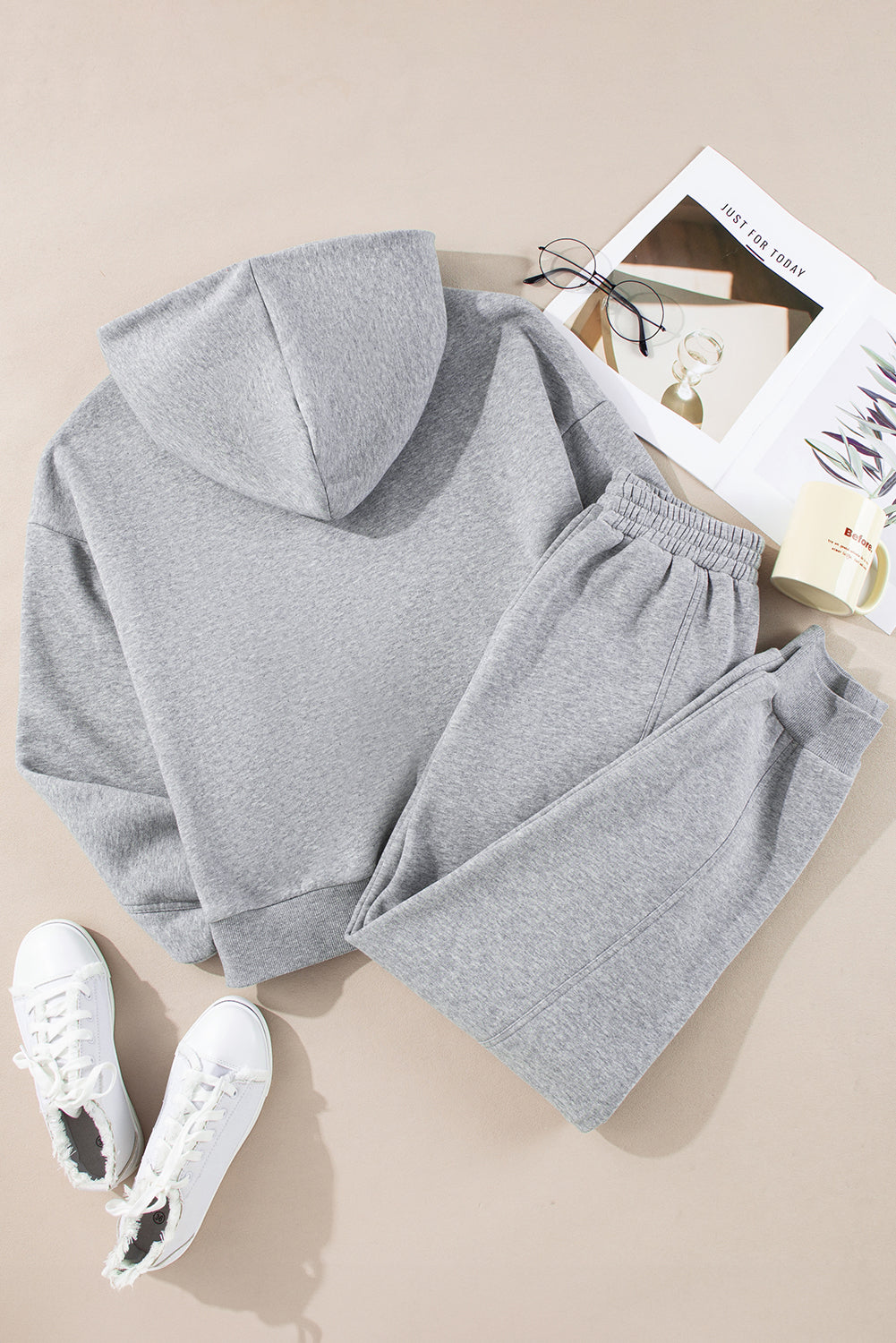 Solid Exposed Seams Hoodie and Joggers Activewear Set