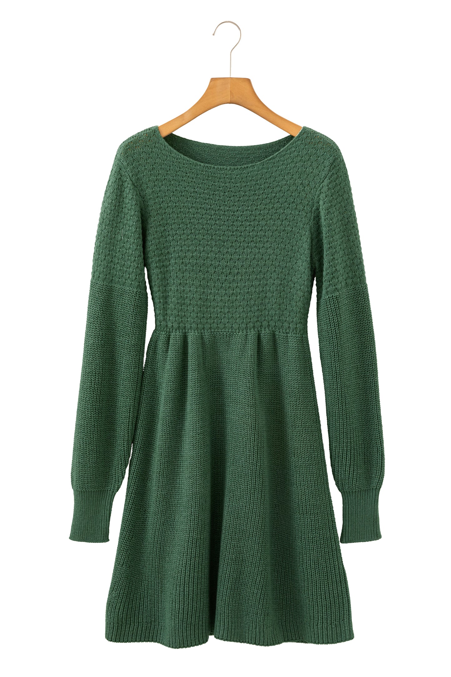 Mist Green Lantern Sleeve Empire Waist Short Sweater Dress