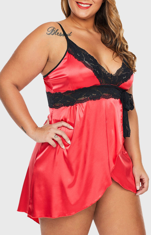 Women's Plus Size Rose Lace V Neckline Lingerie