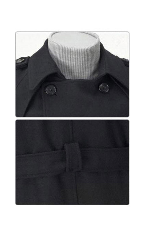 Men's Mid-length Trench Slim Fit Thick Woollen Coat