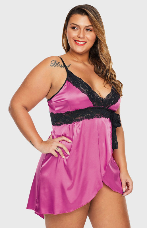 Women's Plus Size Rose Lace V Neckline Lingerie