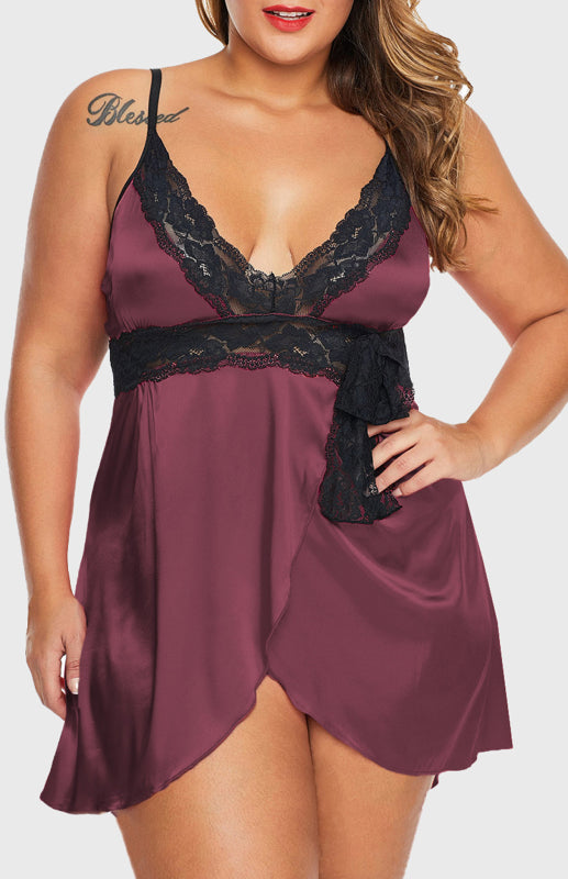 Women's Plus Size Rose Lace V Neckline Lingerie