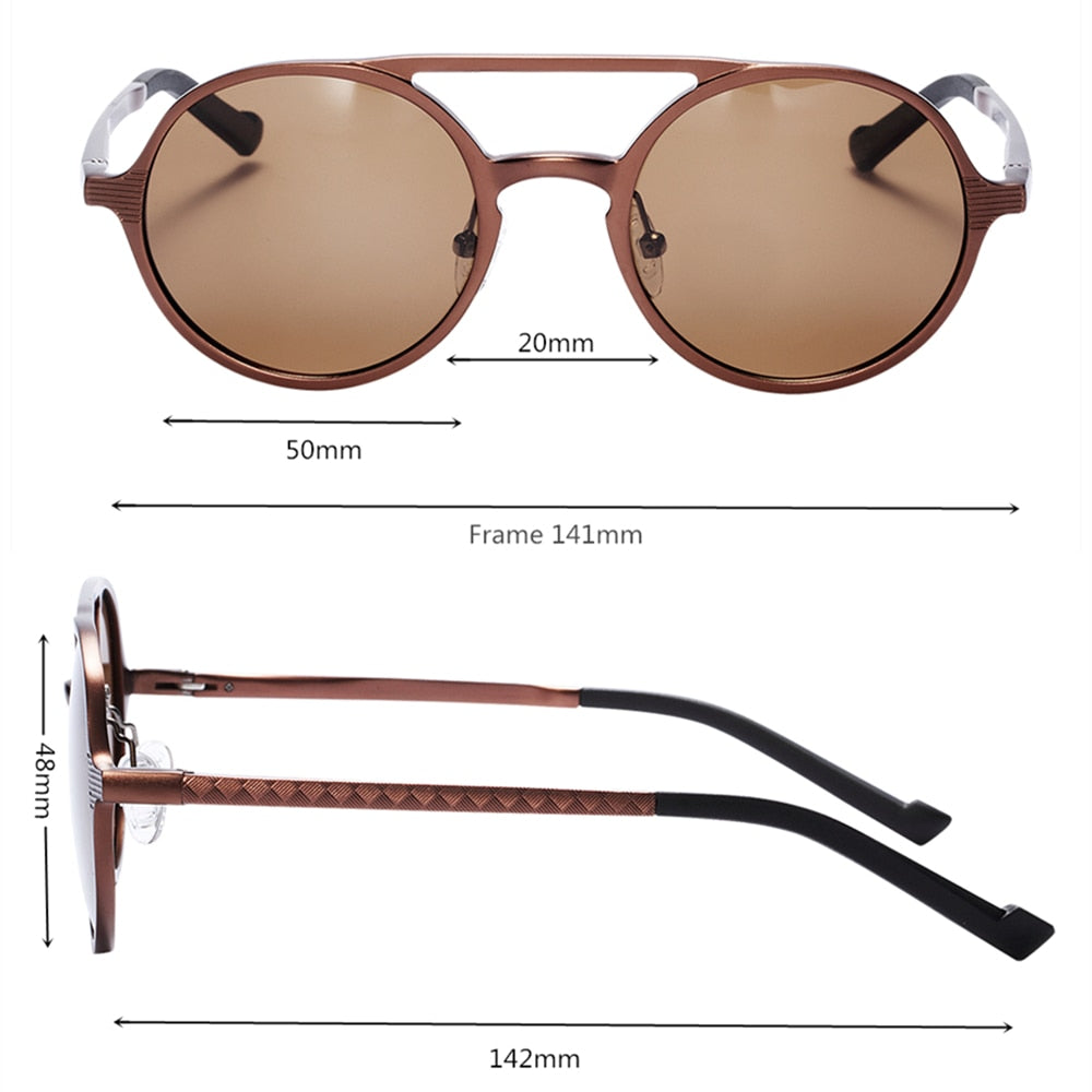 Men's Retro Aluminium Magnesium Polarized Round Sunglasses