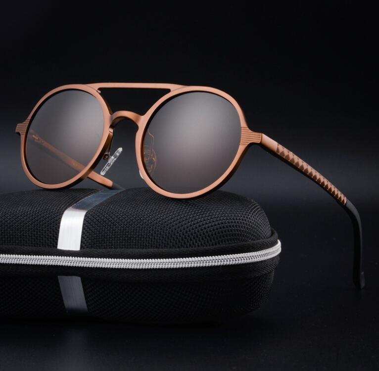 Men's Retro Aluminium Magnesium Polarized Round Sunglasses