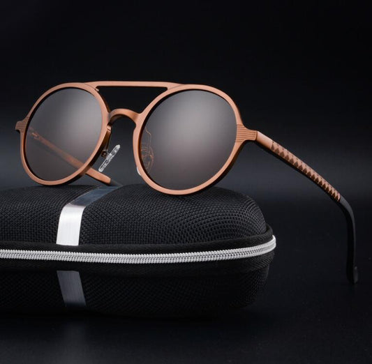 Men's Retro Aluminium Magnesium Polarized Round Sunglasses