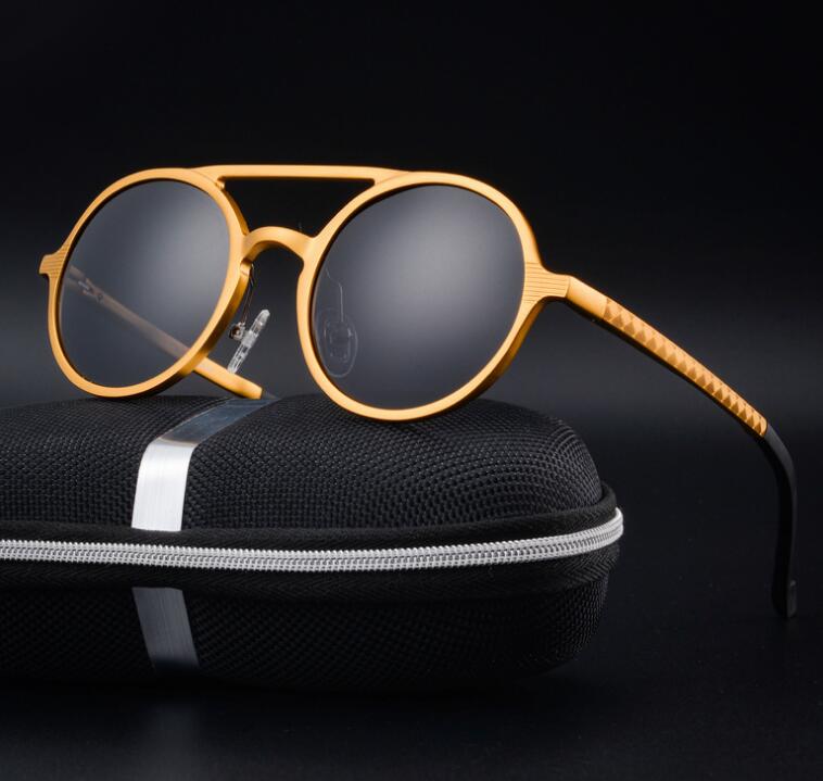 Men's Retro Aluminium Magnesium Polarized Round Sunglasses