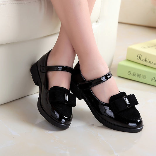 Girl's Patent Leather Bow-knot Shoes