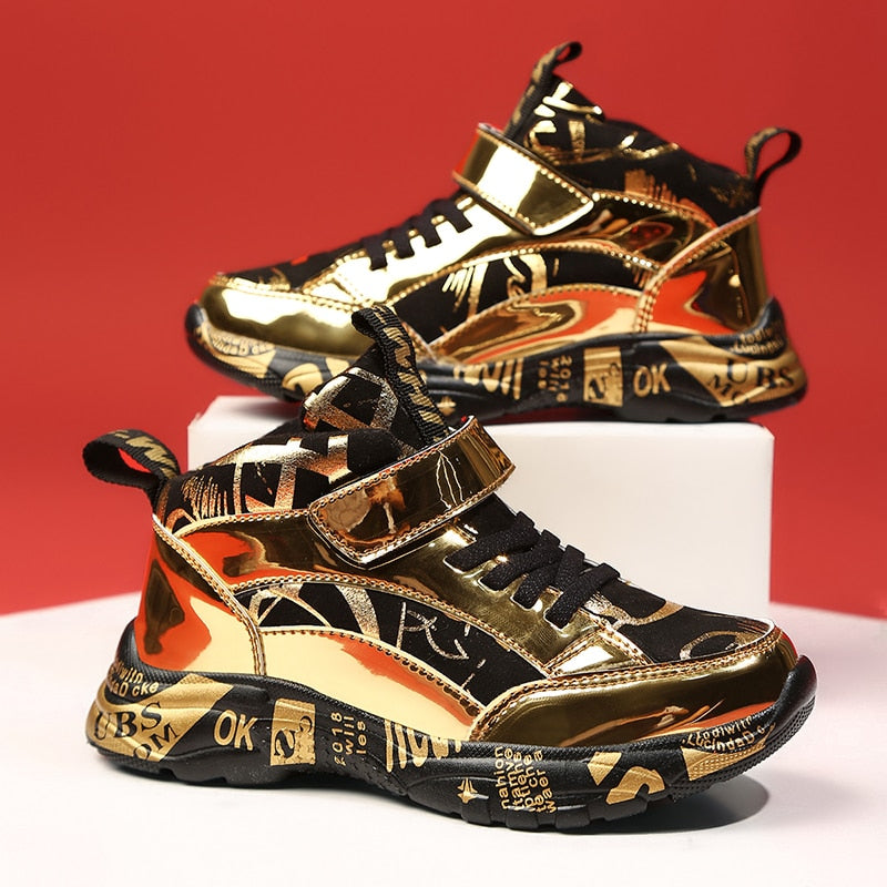 Children's Mirror PU Sneakers
