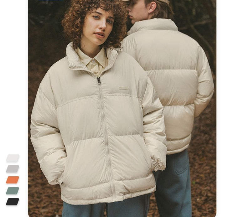 Unisex Stand Collar Loose Fit Classic Down Puffer Jacket