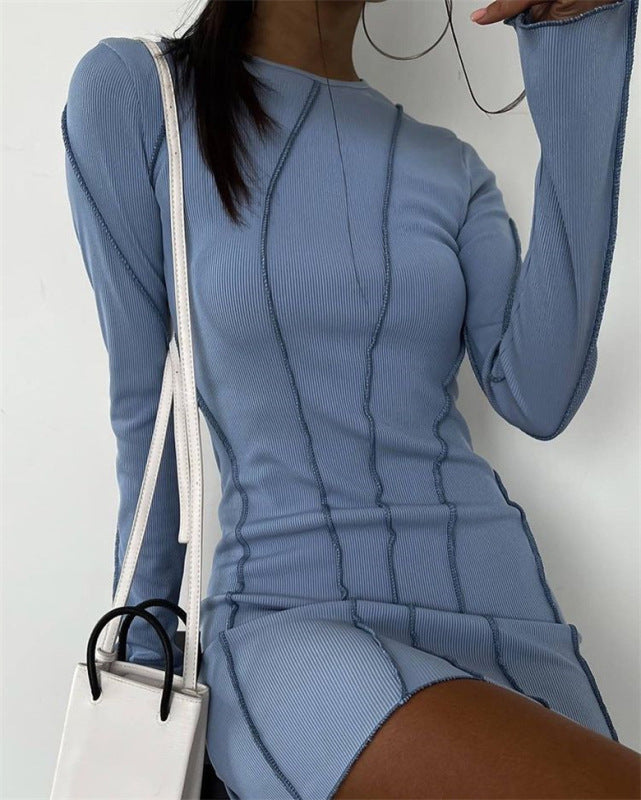 Women's Tight-fitting Long Sleeve Short Dress