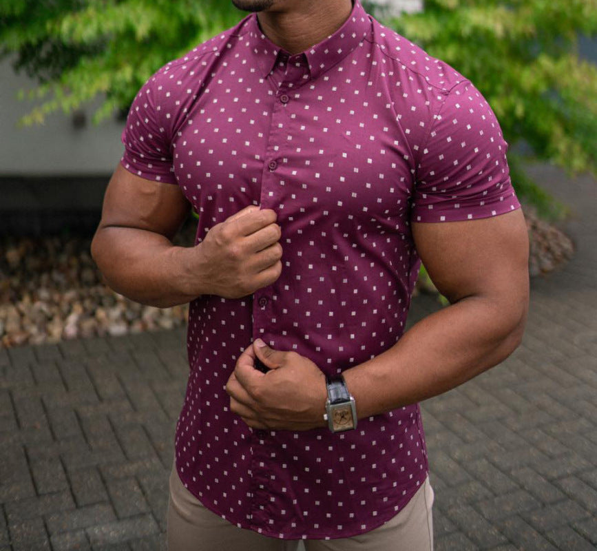 Men's Loose Shirt Printed Lapel Shirt