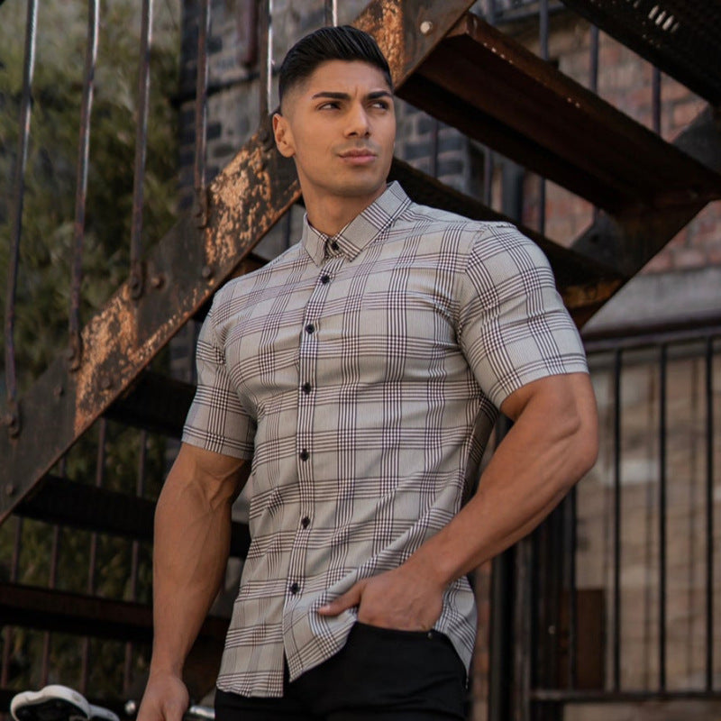 Men's Plaid Print Short Sleeve Shirt