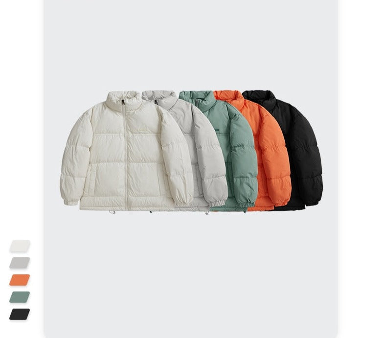 Unisex Stand Collar Loose Fit Classic Down Puffer Jacket
