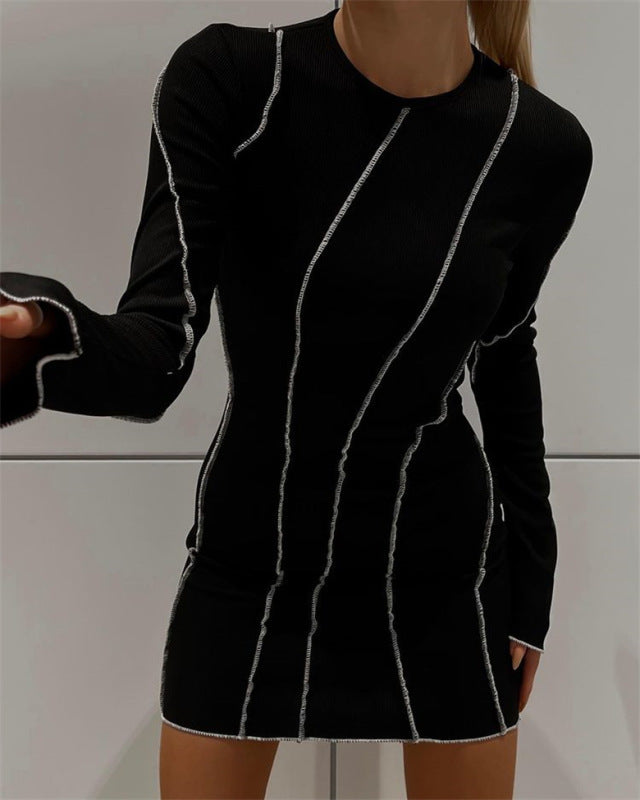 Women's Tight-fitting Long Sleeve Short Dress