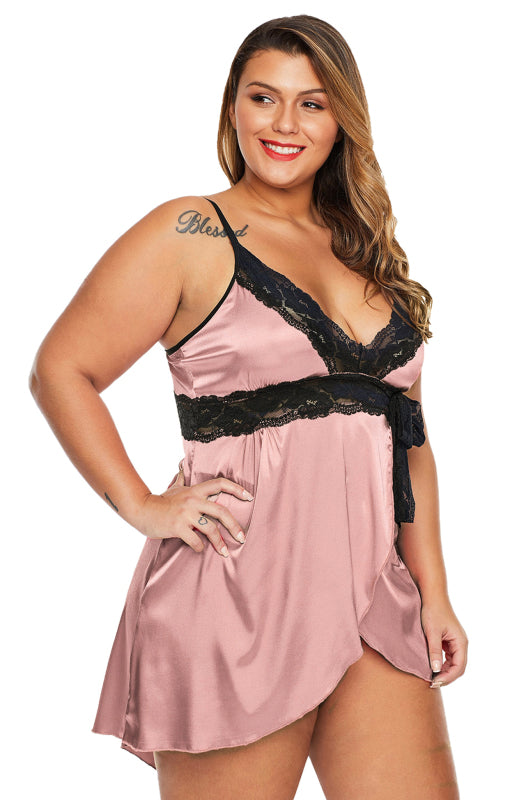 Women's Plus Size Rose Lace V Neckline Lingerie