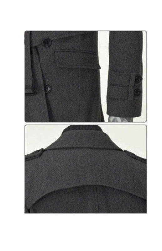 Men's Mid-length Trench Slim Fit Thick Woollen Coat
