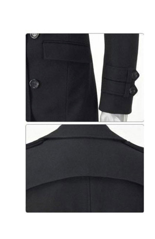 Men's Mid-length Trench Slim Fit Thick Woollen Coat