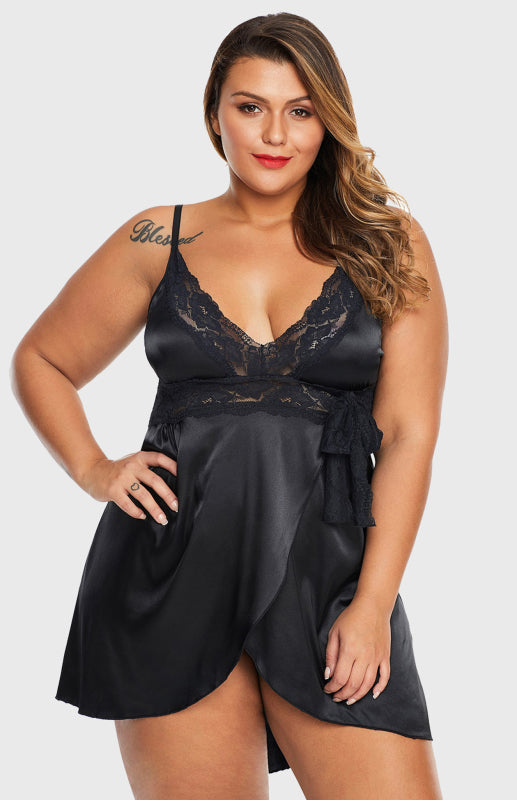 Women's Plus Size Rose Lace V Neckline Lingerie