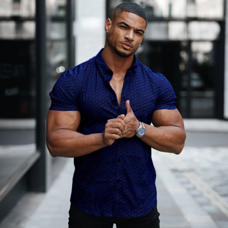Men's Loose Shirt Printed Lapel Shirt