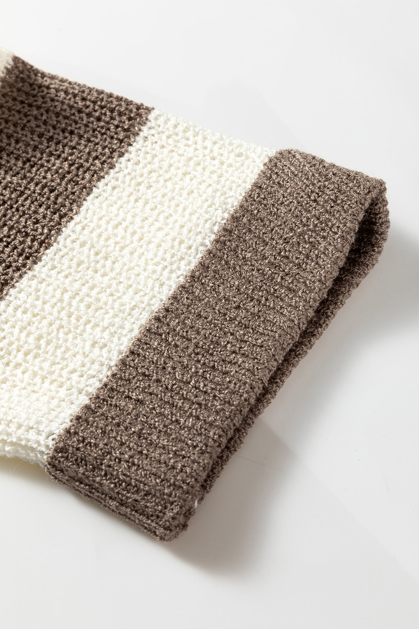 Red Stripe Colorblock V Neck Bracelet Sleeve Sweater