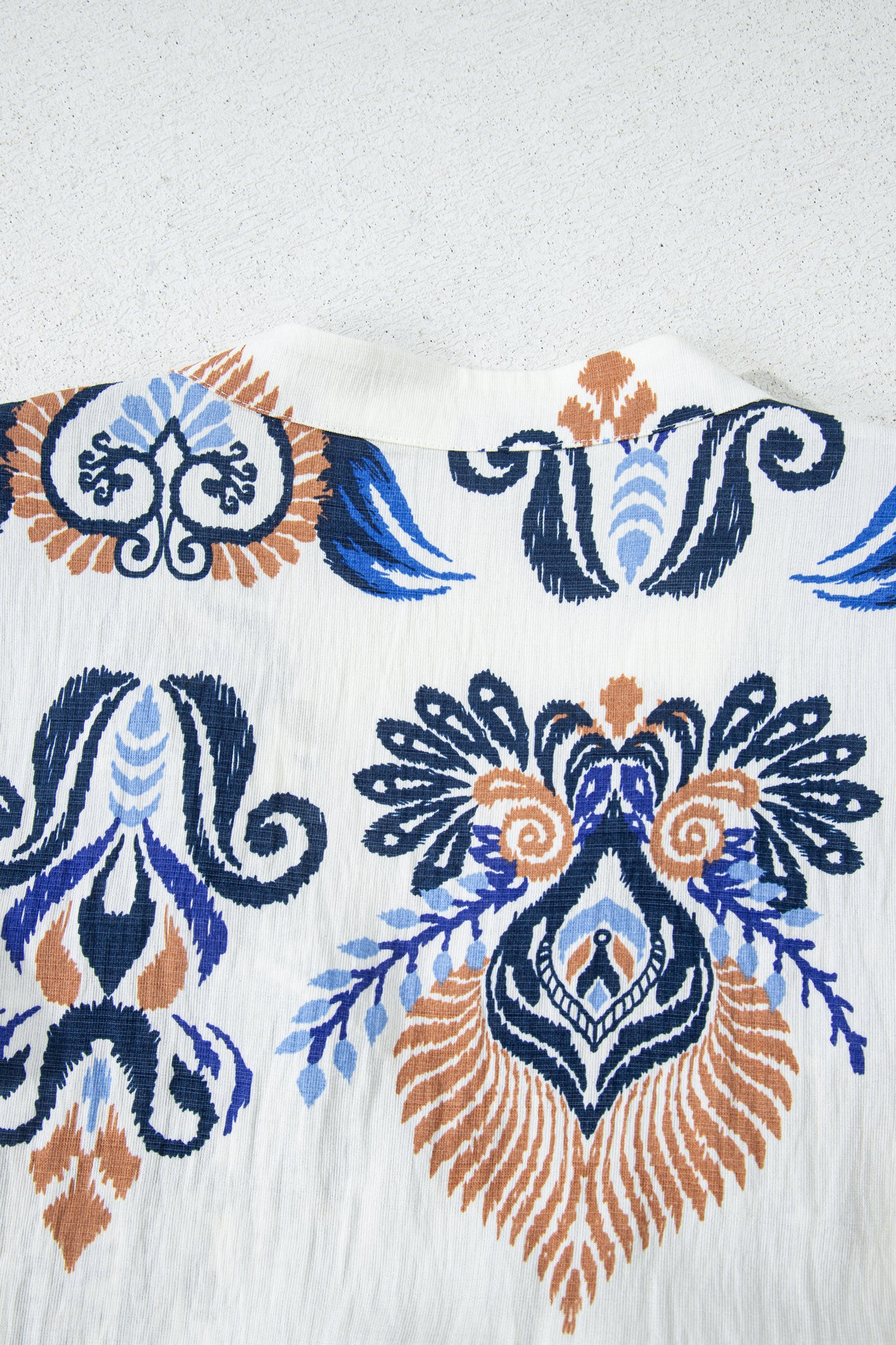 Sky Blue Boho Print Split Neck Long Sleeve Mini Dress