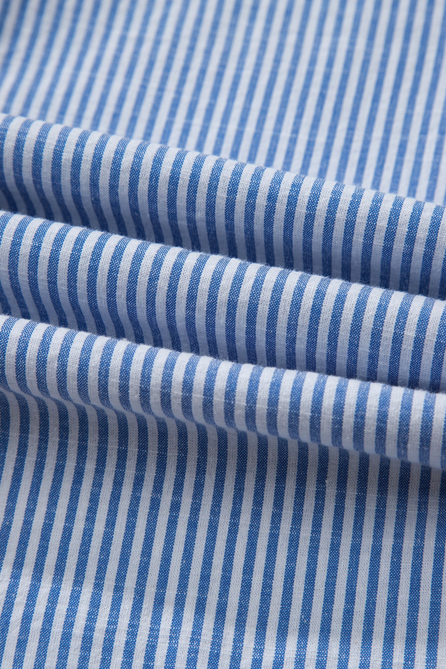 Sky Blue Stripe Contrast Frilled Leopard Trim Casual Long Sleeve Shirt